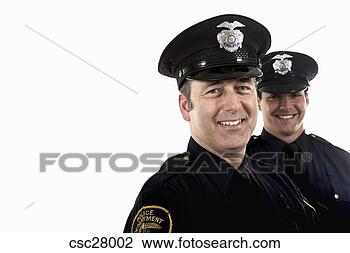 Banco de Imagem - macho,  polícia, 
 oficiais,  sorrindo. 
fotosearch - busca 
de fotos, imagens 
e clipart
