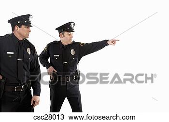 Banco de Imagem - macho,  polícia, 
 oficiais,  apontar. 
fotosearch - busca 
de fotos, imagens 
e clipart