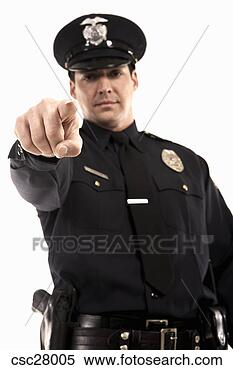 Banco de Imagem - macho,  polícia, 
 oficial,  apontar. 
fotosearch - busca 
de fotos, imagens 
e clipart