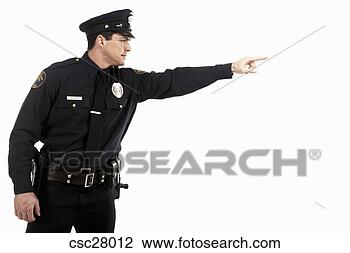 Banco de Imagem - macho,  polícia, 
 oficial,  apontar. 
fotosearch - busca 
de fotos, imagens 
e clipart