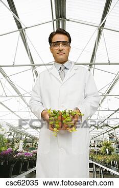 Stock Image - male scientist 
in plant greenhouse. 
fotosearch - search 
stock photos, 
pictures, images, 
and photo clipart