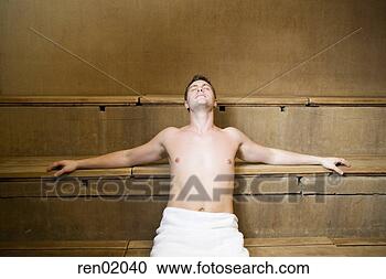 Stock Photography - man sitting in 
sauna. fotosearch 
- search stock 
photos, pictures, 
images, and photo 
clipart