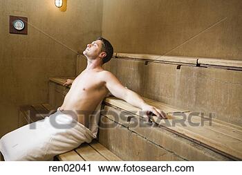 Stock Photography - man sitting in 
sauna. fotosearch 
- search stock 
photos, pictures, 
images, and photo 
clipart