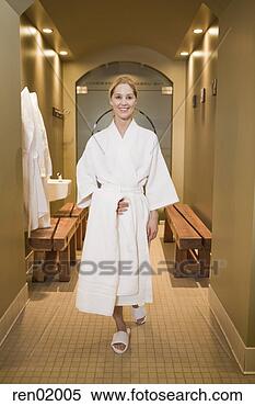 Stock Image - woman in bathrobe 
at spa. fotosearch 
- search stock 
photos, pictures, 
images, and photo 
clipart