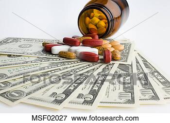 Picture - prescription bottle 
and pills on us 
banknotes, close-up. 
fotosearch - search 
stock photos, 
pictures, images, 
and photo clipart