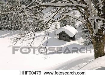 Stock Photograph - austria, salzburger 
land, hut in snowy 
landscape. fotosearch 
- search stock 
photos, pictures, 
images, and photo 
clipart