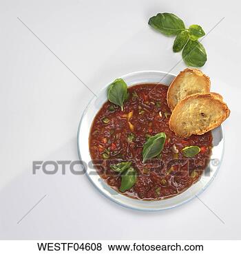 Stock Photo - gazpacho, spanish 
cold tomato soup 
in bowl. fotosearch 
- search stock 
photos, pictures, 
images, and photo 
clipart