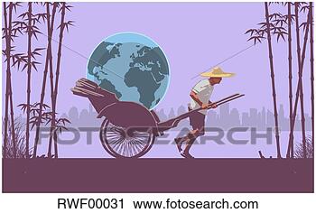Stock Photography - asian peasant 
transporting terrestrial 
globe on his pushcart. 
fotosearch - search 
stock photos, 
pictures, images, 
and photo clipart