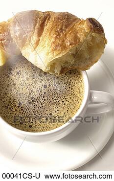 Banco de Imagem - croissant,  café. 
fotosearch - busca 
de fotos, imagens 
e clipart