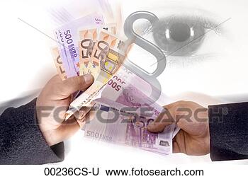 Banco de Imagem - dois,  men,  segurando, 
 euro,  nota, 
 olho,  observar, 
 (digital. fotosearch 
- busca de fotos, 
imagens e clipart