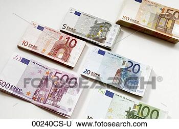 Banco de Imagem - euro,  amontoados. 
fotosearch - busca 
de fotos, imagens 
e clipart