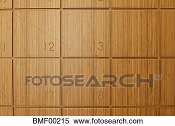 Banco de Imagem - madeira,  lockers. 
fotosearch - busca 
de fotos, imagens 
e clipart