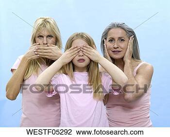 Banco de Imagem - dois,  mulheres, 
 menina,  fechar, 
 boca,  olhos, 
 orelhas. fotosearch 
- busca de fotos, 
imagens e clipart