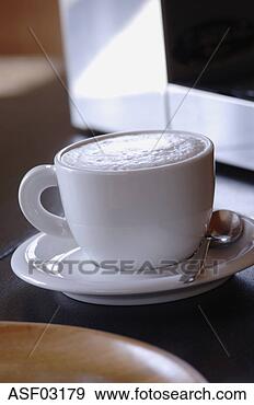 Arquivo Fotográficos - copo,  cappuccino, 
 close-up. fotosearch 
- busca de fotos, 
imagens e clipart