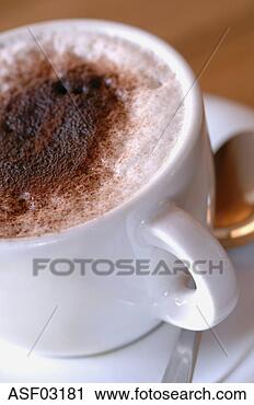 Arquivo de Fotografia - copo,  cappuccino, 
 close-up. fotosearch 
- busca de fotos, 
imagens e clipart