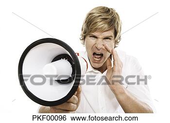 Stock Photo - man using megaphone, 
close-up. fotosearch 
- search stock 
photos, pictures, 
images, and photo 
clipart
