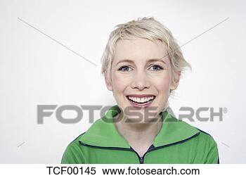Banco de Imagem - jovem,  loiro, 
 mulher,  rir, 
 retrato. fotosearch 
- busca de fotos, 
imagens e clipart
