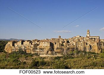 Banco de Imagem - itália,  tuscany, 
 pitigliano. fotosearch 
- busca de fotos, 
imagens e clipart