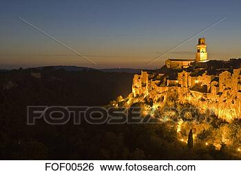 Banco de Imagem - itália,  tuscany, 
 pitigliano. fotosearch 
- busca de fotos, 
imagens e clipart