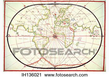 Stock Photography - early map of the 
world on vellum, 
1560, by oliva. 
fotosearch - search 
stock photos, 
pictures, images, 
and photo clipart