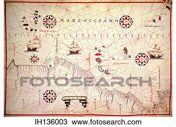 Stock Photo - portolan chart 
of atlantic coast 
of north africa 
and straits of. 
fotosearch - search 
stock photos, 
pictures, images, 
and photo clipart