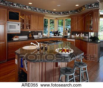 Stock Image - kitchen with island. 
fotosearch - search 
stock photos, 
pictures, images, 
and photo clipart