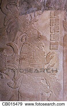 Stock Photograph - mayan late classic 
bas-relief sculpture 
of figure with 
headdress. fotosearch 
- search stock 
photos, pictures, 
images, and photo 
clipart