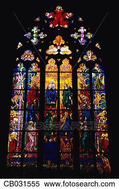 Stock Image - stained glass 
window depicting 
god the father 
and mary and jesus. 
fotosearch - search 
stock photos, 
pictures, images, 
and photo clipart