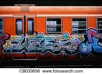 Stock Photo - graffiti on commuter 
train. fotosearch 
- search stock 
photos, pictures, 
images, and photo 
clipart