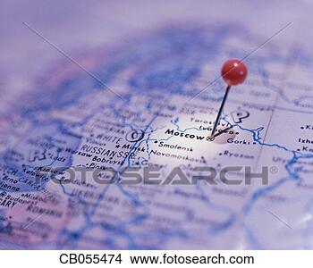 Stock Photo - moscow, russia 
marked on a map. 
fotosearch - search 
stock photos, 
pictures, images, 
and photo clipart