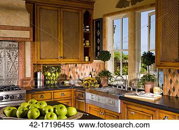 Stock Image - traditional style 
kitchen with diamond 
shaped tiles. 
fotosearch - search 
stock photos, 
pictures, images, 
and photo clipart