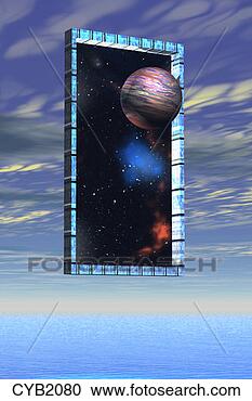 Stock Illustration - computer art image 
of planet and 
window to space. 
fotosearch - search 
clipart, illustration, 
drawings and vector 
eps graphics images