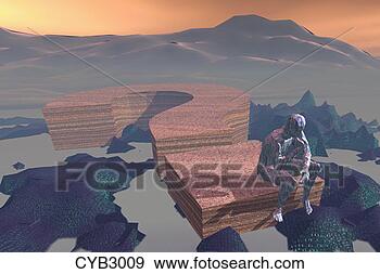 Stock Illustration - computer art image 
of man thinking 
on question mark. 
fotosearch - search 
clipart, illustration, 
drawings and vector 
eps graphics images