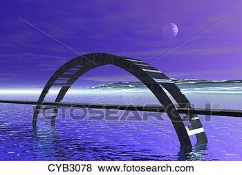 Stock Illustration - computer art image 
of arch bridge 
over water. fotosearch 
- search clipart, 
illustration, 
drawings and vector 
eps graphics images