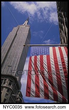 Stock Image - american flag 
and the empire 
state building. 
fotosearch - search 
stock photos, 
pictures, images, 
and photo clipart