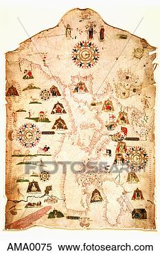 Stock Image - vellum chart of 
the mediterranean 
and europe, 1559 
by mateo prunes. 
fotosearch - search 
stock photos, 
pictures, images, 
and photo clipart