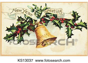 Picture - happy new year,
antique, bell,
celebration, holiday,
holly. fotosearch
- search stock
photos, pictures,
images, and photo
clipart