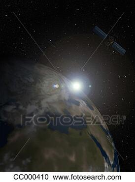 Stock Photography - illustration of 
a satellite orbiting 
earth. fotosearch 
- search stock 
photos, pictures, 
images, and photo 
clipart