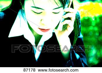 Stock Illustration - asian businesswoman 
with cellular 
phone. fotosearch 
- search clipart, 
illustration, 
drawings and vector 
eps graphics images
