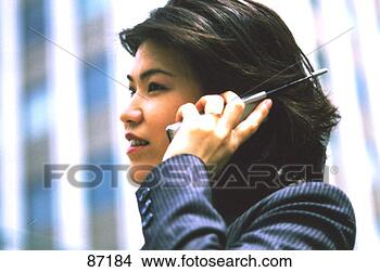 Stock Illustration - asian businesswoman 
with cellular 
phone. fotosearch 
- search clipart, 
illustration, 
drawings and vector 
eps graphics images