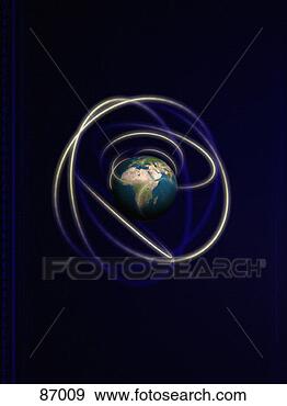Stock Illustration - earth with satellite 
orbits. fotosearch 
- search clipart, 
illustration, 
drawings and vector 
eps graphics images