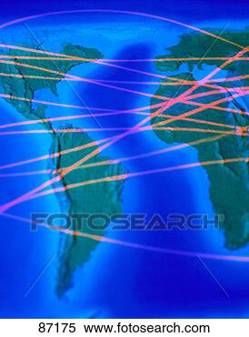 Stock Illustration - global map with 
lines connecting 
the continents. 
fotosearch - search 
clipart, illustration, 
drawings and vector 
eps graphics images