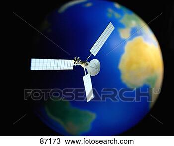 Drawing - satellite orbiting 
globe with africa 
prominent. fotosearch 
- search clipart, 
illustration, 
drawings and vector 
eps graphics images
