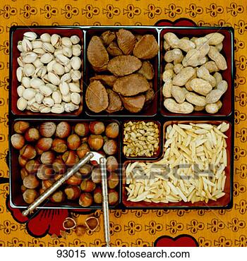 Stock Image - tray of nuts. 
fotosearch - search 
stock photos, 
pictures, images, 
and photo clipart