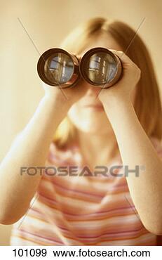 Stock Photograph - girl looking through 
binoculars. fotosearch 
- search stock 
photos, pictures, 
images, and photo 
clipart