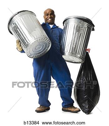 Stock Photo - garbage man with 
trash cans. fotosearch 
- search stock 
photos, pictures, 
wall murals, images, 
and photo clipart