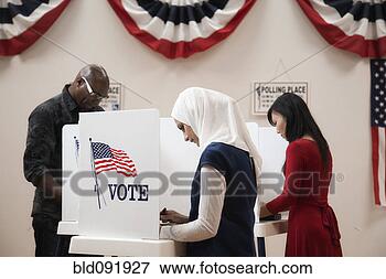 Foto - eleitores, votando, em, lugar recebendo votos. Fotosearch - Busca de Imagens Fotográficas, Impressões, e Fotos Clipart