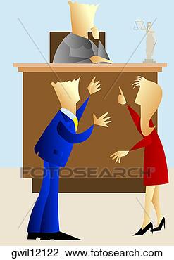 Clip Art of Men and a woman arguing in front of the judge gwil12122 ...