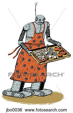 Stock Illustration of robot serving food jbo0036 - Search Clip Art ...