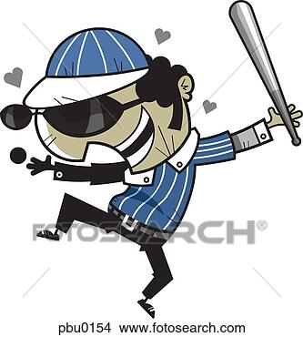 绘画/画画 - a, 人, holing, a, 棒球蝙蝠